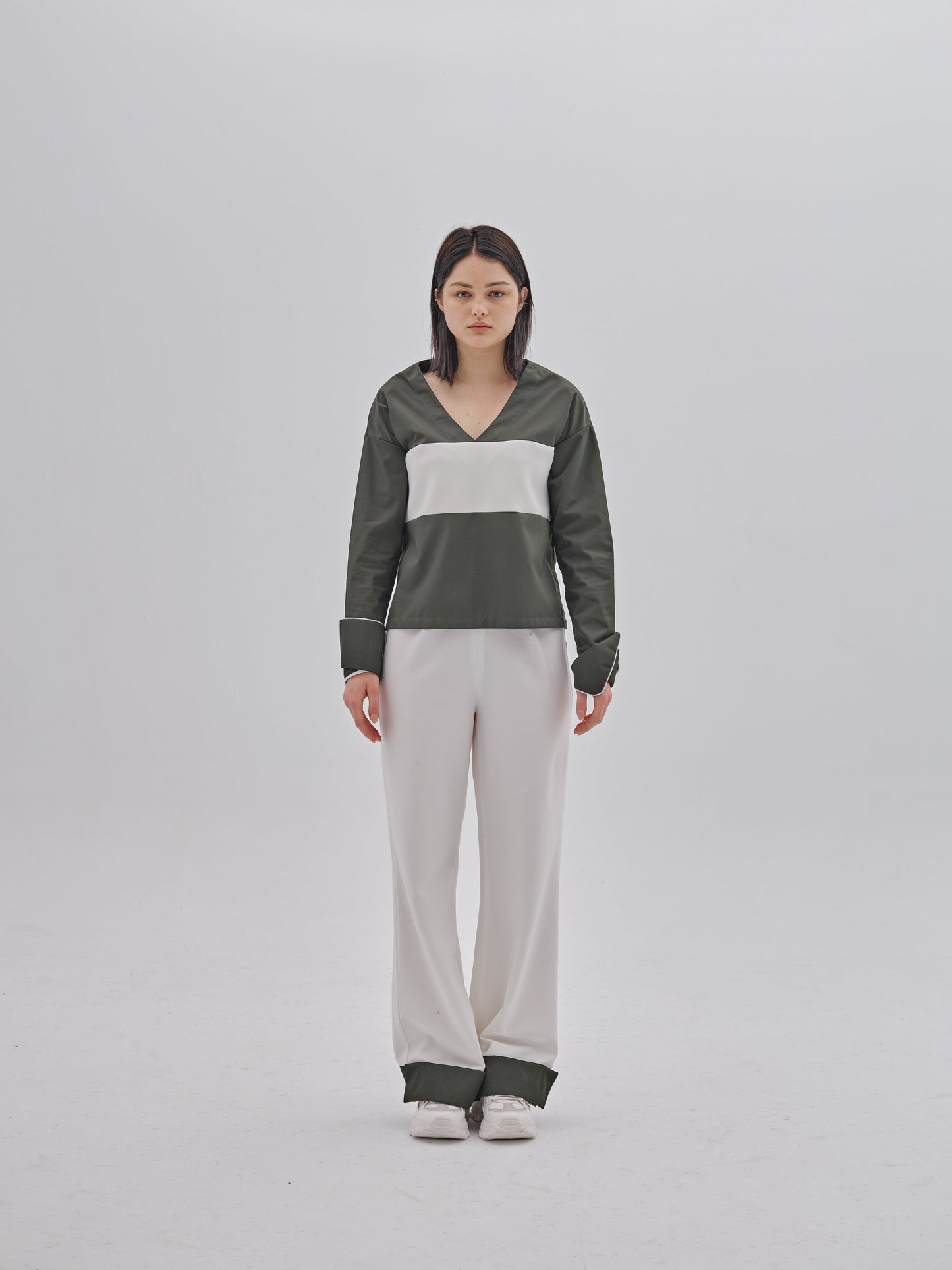 V-Neck Panel Pullover