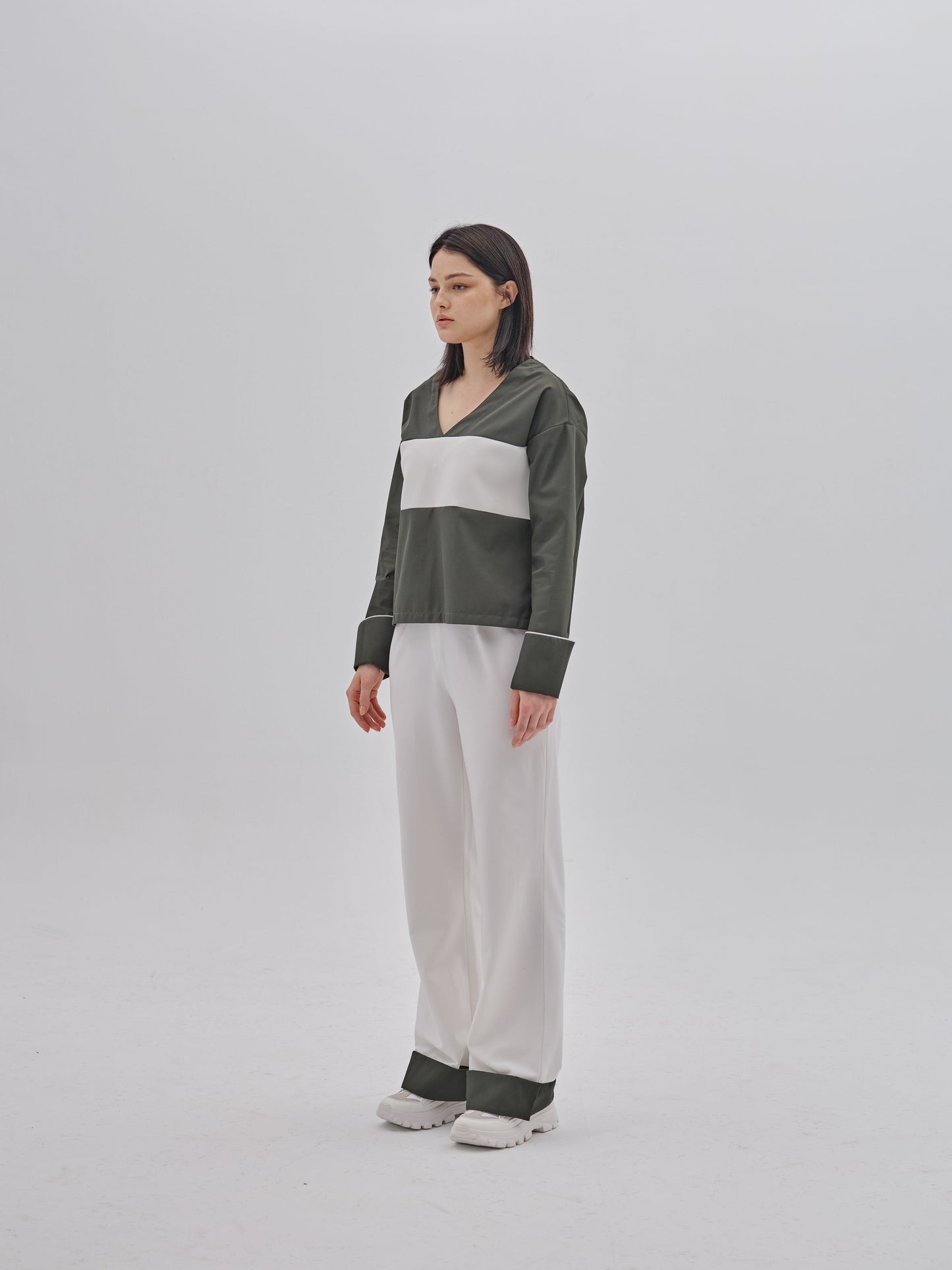 V-Neck Panel Pullover